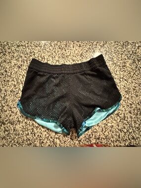 Champion Black Mesh Athletic Shorts with Teal Trim